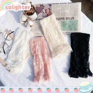 SOLIGHTER ปลอกแขนลูกไม้ แบบบาง ป้องกันแดด 4 สี สําหรับขับขี่ 2 คู่
