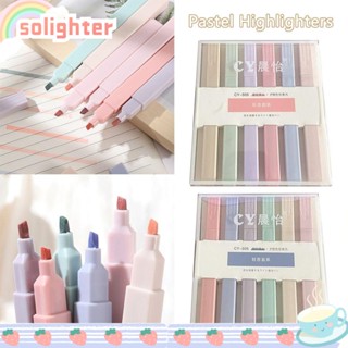 SOLIGHTER ปากกามาร์กเกอร์ ไฮไลท์ สีพาสเทล สุนทรีย์ เรืองแสง 6 ชิ้น