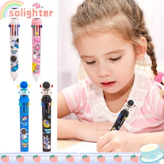 SOLIGHTER ปากกาลูกลื่น เครื่องเขียน 10 สี เพื่อการเรียนรู้ อุปกรณ์สํานักงาน นักเรียน ของขวัญ แบบกด ปากกาเจล 4 ชิ้น