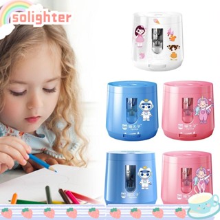 SOLIGHTER กบเหลาดินสอไฟฟ้า น่ารัก แบตเตอรี่ / USB พร้อมสติกเกอร์ตกแต่ง อุปกรณ์การเรียน สํานักงาน เครื่องมือกลไก