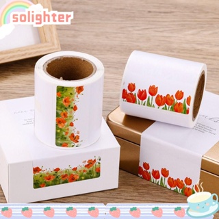 Solighter สติกเกอร์ซีล ลายดอกทิวลิป Thank You สําหรับตกแต่งบรรจุภัณฑ์ 50 ชิ้น