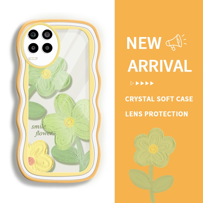 HIJAU JBIMA สําหรับ Realme ซิลิคอนโปร่งใสกรณีดอกไม้สีเขียว SoftCase สําหรับ Realme 8 4G 8 Pro 8 5G 8