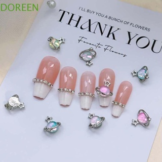 Doreen อุปกรณ์ตกแต่งเล็บ พลอยเทียม อัลลอย รูปดาวเสาร์ 3D หลากสี สไตล์ญี่ปุ่น สําหรับตกแต่งเล็บ 5 ชิ้น