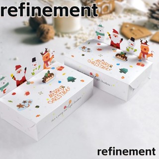 Refinement กล่องกระดาษคราฟท์ ลายการ์ตูนสโนว์แมน ซานตาคลอส คุกกี้ ลูกอม สําหรับตกแต่งคริสต์มาส 2024 ปี 10 ชิ้น