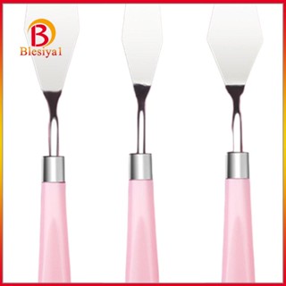 [Blesiya1] ชุดจานผสมสีน้ํามัน สเตนเลส ขอบเรียบ สําหรับสีน้ํา บนผ้าใบ 5 ชิ้น