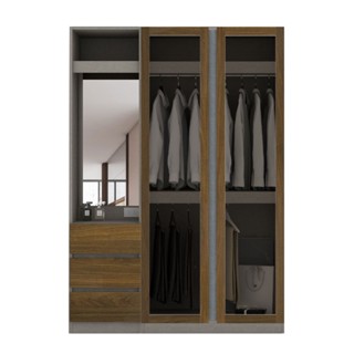 [กทม. 3-5 วัน ส่ง] Koncept furniture ตู้เสื้อผ้าบานเปิด รุ่น Blox สีไม้เข้ม (150x60x210 ซม.)