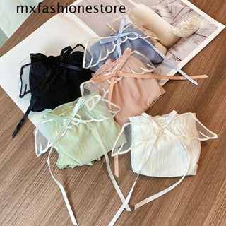 Mxfashione กางเกงชั้นใน ผ้าฝ้าย ลายดอกไม้ ประดับโบว์ สไตล์โลลิต้า สําหรับผู้หญิง