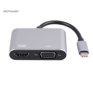 Instylelady อะแดปเตอร์แปลงสายเคเบิ้ล USB 31 Type C เป็น VGA HDMI 4K