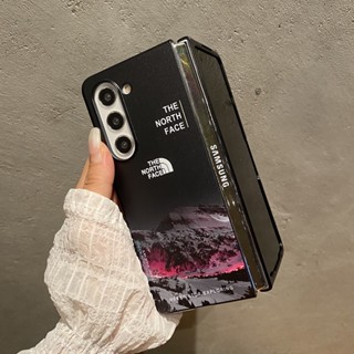 เคสโทรศัพท์มือถือ PC แข็ง ผิวด้าน ลายภูเขาหิมะ สีดําด้าน สําหรับ Samsung Galaxy Z Fold 5 Z Fold 4 Z Fold 3