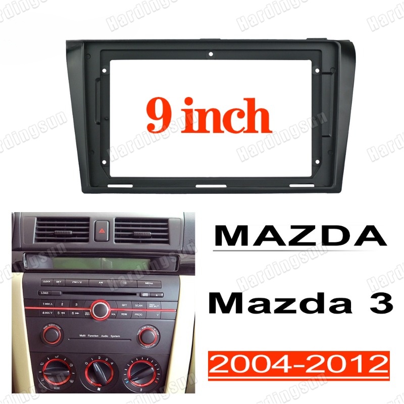 ชุดกรอบแผงวิทยุสเตอริโอ 2din android สําหรับ Mazda 3 2004-2012 9 นิ้ว
