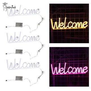 [lzdjhyke3] โคมไฟนีออน LED ลาย Welcome สําหรับแขวนตกแต่งผนังบ้าน บาร์ ผับ ห้องนอน โรงแรม