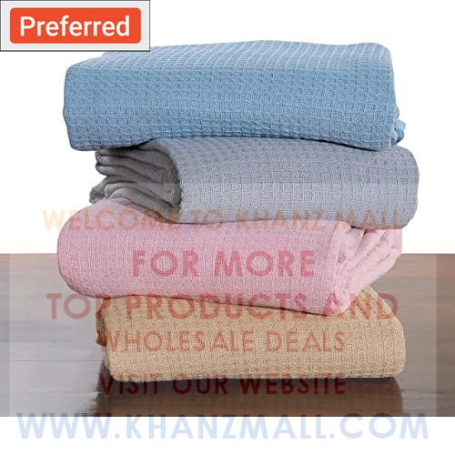 โรงพยาบาล,s & Hotel,s Luxury 100% Cotton THERMAL QUEEN BLANKET ขนาด 155 x 205 ซม. น้ําหนัก 900 กรัม