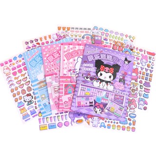 Sanrio Kt Cat Melody Kunomi Cinnamoroll ชุดหนังสือสติกเกอร์ 3d เสียงเงียบ สําหรับติดตกแต่ง