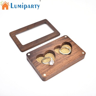 Lumiparty กล่องแหวนแต่งงาน แบบไม้ หัวเข็มขัดแม่เหล็ก แบบพกพา โรแมนติก