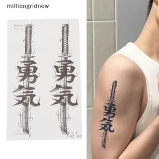 [milliongridnew] สติกเกอร์รอยสักกึ่งถาวร ลายดอกไม้ กันน้ํา สําหรับผู้ชาย