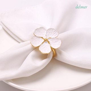 Delmer แหวนรัดผ้าเช็ดปาก ลายดอกไม้นําโชค 5 กลีบ อุปกรณ์เสริม สําหรับร้านอาหาร งานแต่งงาน ปาร์ตี้ โรงแรม