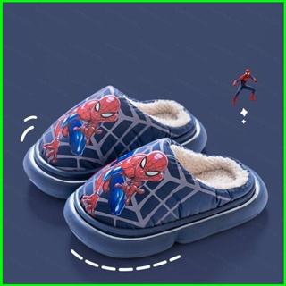 Hobby Spider-Man รองเท้าสลิปเปอร์ ผ้ากํามะหยี่ขนนิ่ม กันลื่น ให้ความอบอุ่น ลายการ์ตูนน่ารัก เหมาะกับหน้าหนาว สําหรับเด็ก และผู้ใหญ่