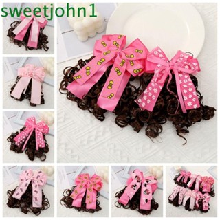 Sweetjohn สาวหยิกวิกผม, สีชมพู Headwear เด็กกิ๊บติดผม, เจ้าหญิงธรรมชาติปุยเครื่องประดับโบว์กิ๊บติดผมเด็ก