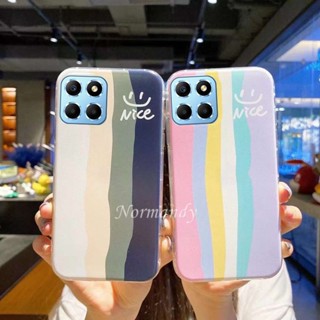 พร้อมส่ง ใหม่ เคสโทรศัพท์มือถือ ซิลิคอน TPU นิ่ม ใส บางมาก ลายทางสีรุ้ง สร้างสรรค์ สําหรับ HonorX6a 4G HNONR X6a X5 Plus 4G 5G 2023