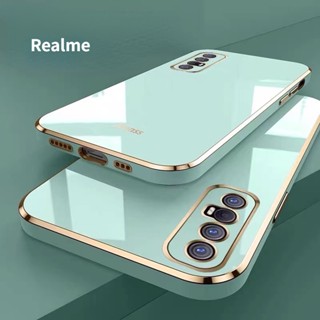 เคสนิ่ม ชุบไฟฟ้า ขอบสี่เหลี่ยม 6D สีพื้น สําหรับ Realme 5i 5S 5 Pro 6S 6 Pro 7 Pro 7i 8 Pro 8i