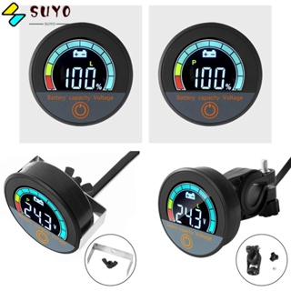 Suyo เครื่องวัดแรงดันไฟฟ้าดิจิทัล โวลต์มิเตอร์ หน้าจอ LCD DC8-100V กันน้ํา ทรงกลม ความจุแบตเตอรี่