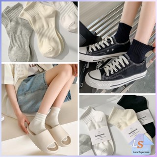 ถุงเท้า  ข้อสั้น แฟชั่น วัสดุผ้าฝ้ายแท้ ระบายอากาศ สีพื้น cotton socks