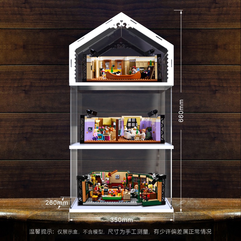 กล่องแสดงกล่องอะคริลิคเหมาะสําหรับ Lego Old Friends 10292 Monicas Apartment 2319 Cafe ฝาครอบตู้ป้องก