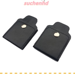 Suchenhd หัวเข็มขัดนิรภัยรถยนต์ หนัง ปรับได้ กันลื่น ทนทาน สําหรับรถยนต์ 2 ชิ้น