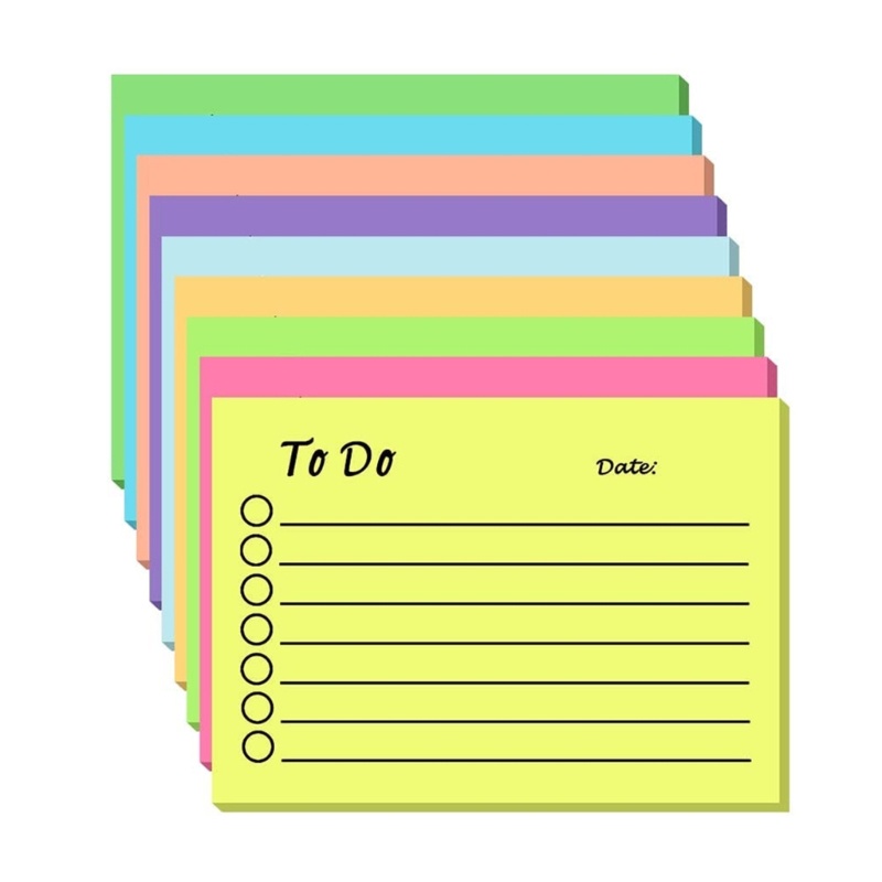 Amonoy 9 ชิ้น Sticky Notes Pads 4x2 7in สี Sticky Notes กว้างเรียงรายกระเป๋า Memo Pads Self-ashive W