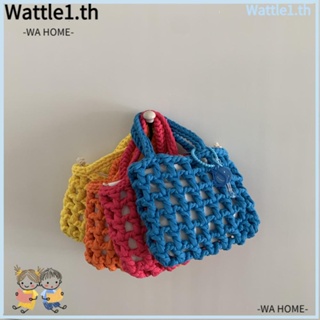 Wttle กระเป๋าถือ ผ้าฝ้ายถักโครเชต์ สีแคนดี้ แฟชั่นสําหรับผู้หญิง