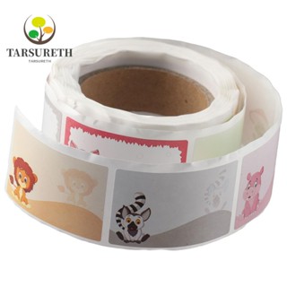 Tarsureth สติกเกอร์แท็กชื่อ ทรงสี่เหลี่ยมผืนผ้า ลายการ์ตูนสิงโตน่ารัก สําหรับตกแต่งบ้าน