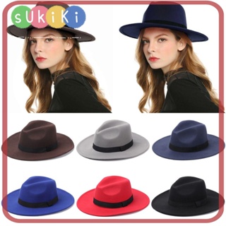 Sukiki Fedora หมวกปีกกว้าง สไตล์วินเทจ สําหรับเต้นรํา ปาร์ตี้คาวบอย