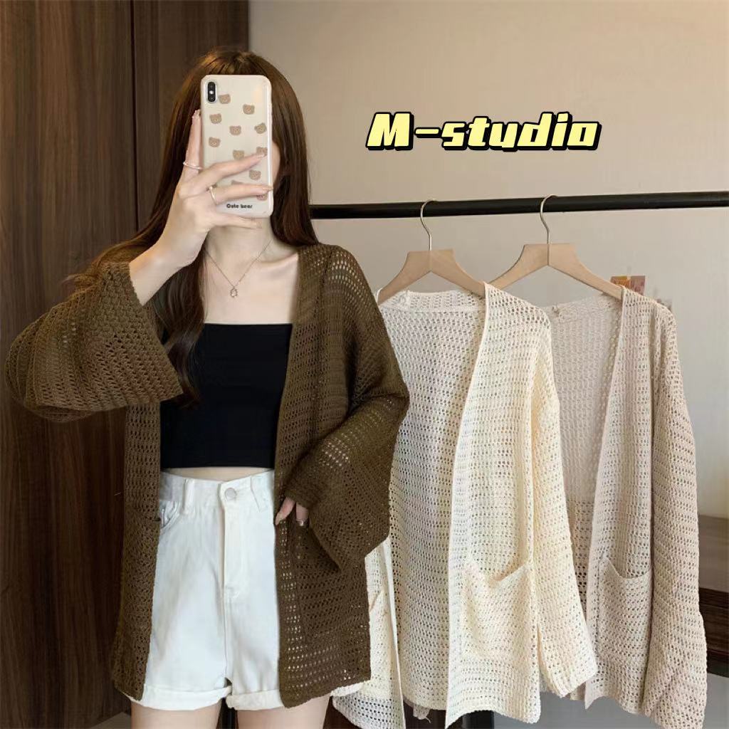 Maze**พร้อมส่ง**เสื้อคลุมไหมพรมถักใส่ไปทะเลเข้าได้กับเสื้อผ้าทุกไลฟ์สไตล์ (1100)