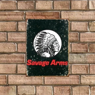 โปสเตอร์โลหะดีบุก ลายโลโก้ Savage Arms สไตล์วินเทจ เรโทร สําหรับตกแต่งผนังบ้าน ผับ บาร์ คาเฟ่ เค้ก แฮมบัเกอร์ อาหาร คลับ คาเฟ่