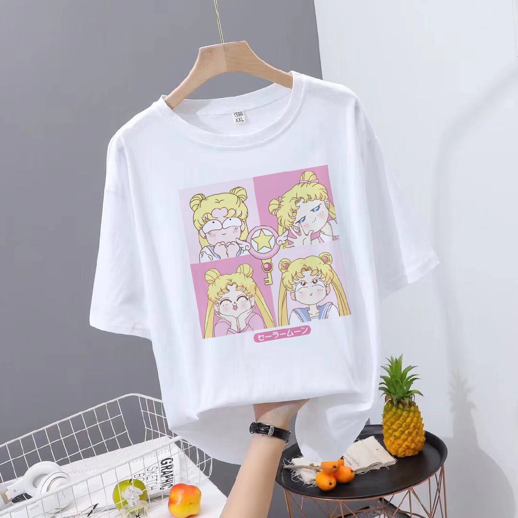 Cartoon Sailor Moon Tshirt Summer Fashion Women Short Sleeves Comfortable Tshirt Women Bridesmaid Dr