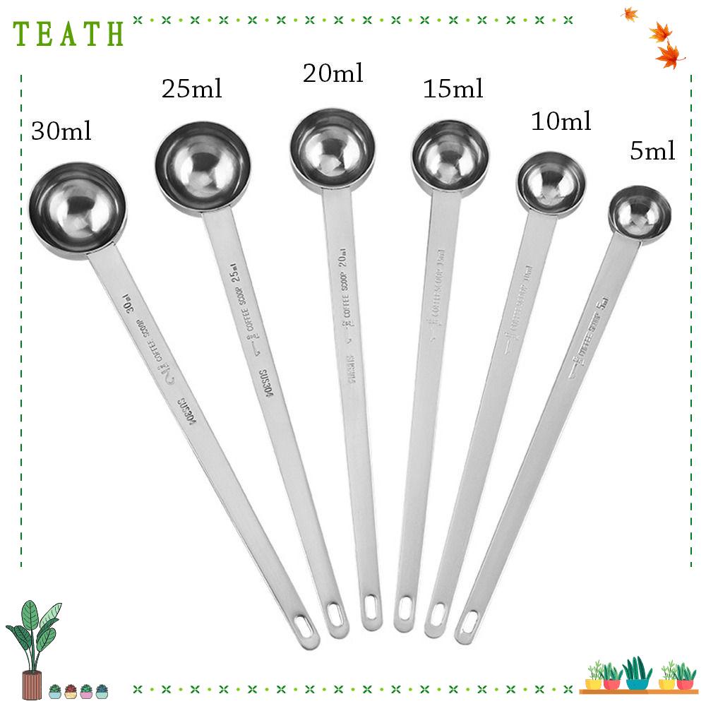 Teath ช้อนตวงกาแฟ สเตนเลส ด้ามจับยาว หนา คุณภาพสูง 5 10 15 20 25 30 มล.