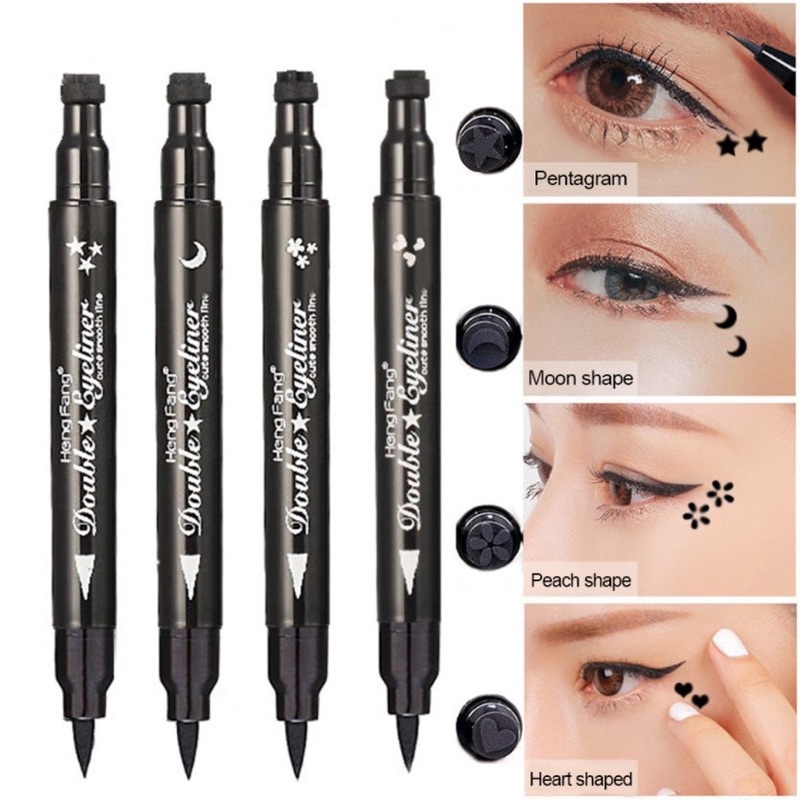 S-23✨2in1 Eyeliner อายไลเนอร์ แสตมป์สองหัว ปั๊มดาว ปั๊มหัวใจ ปั๊มดวงจันทร์ ปั้มดอกไม้ กันน้ำ กันเหงื่อ ติดทนนาน แห้งเร็ว ราคา ถูกที่สุด ดีลบีเคเค รูปภาพหลัก