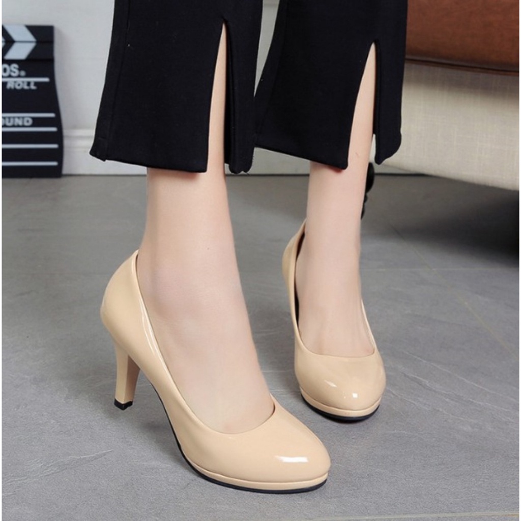 900Shop📌รองเท้าคัชชูส้นเข็ม หนังแก้ว สูง 3 นิ้วครึ่ง 4 สี เบอร์ 34-42 (114)