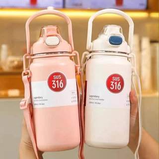 กระบอกน้ำเก็บเย็น 1.2L 1.4Lลิตร สแตนเลส 316 กระติกเก็บความเย็น แก้วเก็บความเย็น พร้อมหลอด เก็บน้ำร้อน/เย็น