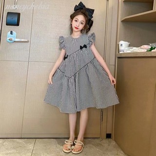 เด็กแต่งตัวสาวใหม่กระโปรงลายสก๊อตเด็กน่ารักชุดเจ้าหญิงบินแขน…