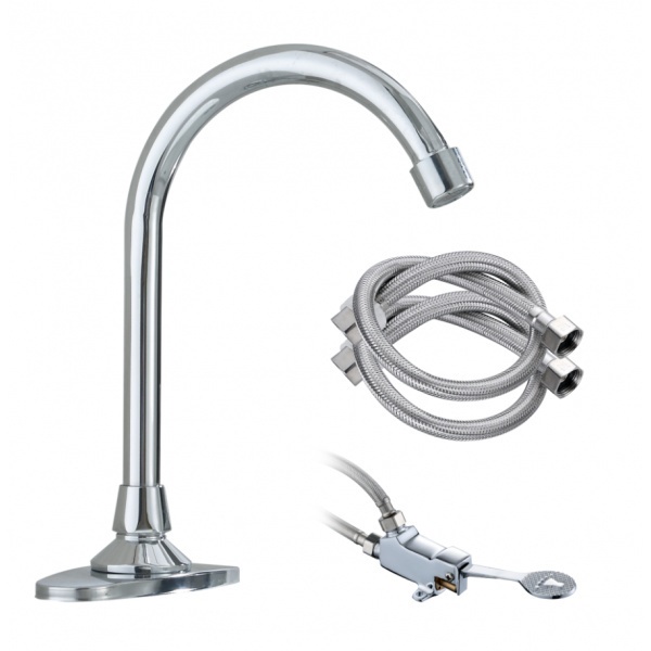 ShopKB-Verno ชุดก๊อกเหยียบทองเหลือง พร้อมสายน้ำดีสเตนเลส 304 2 เส้น รุ่น FV-715 ยืนหนึ่งในไทย