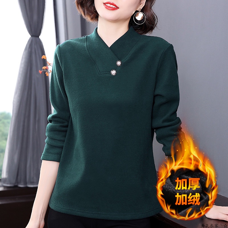 5 สี Plus กํามะหยี่ Bottoming เสื้อฤดูใบไม้ร่วงฤดูหนาวแฟชั่นแฟชั่น Slimmer ดู Belly แขนยาวเสื้อยืดขนาดใหญ่ด้านในครึ่ง