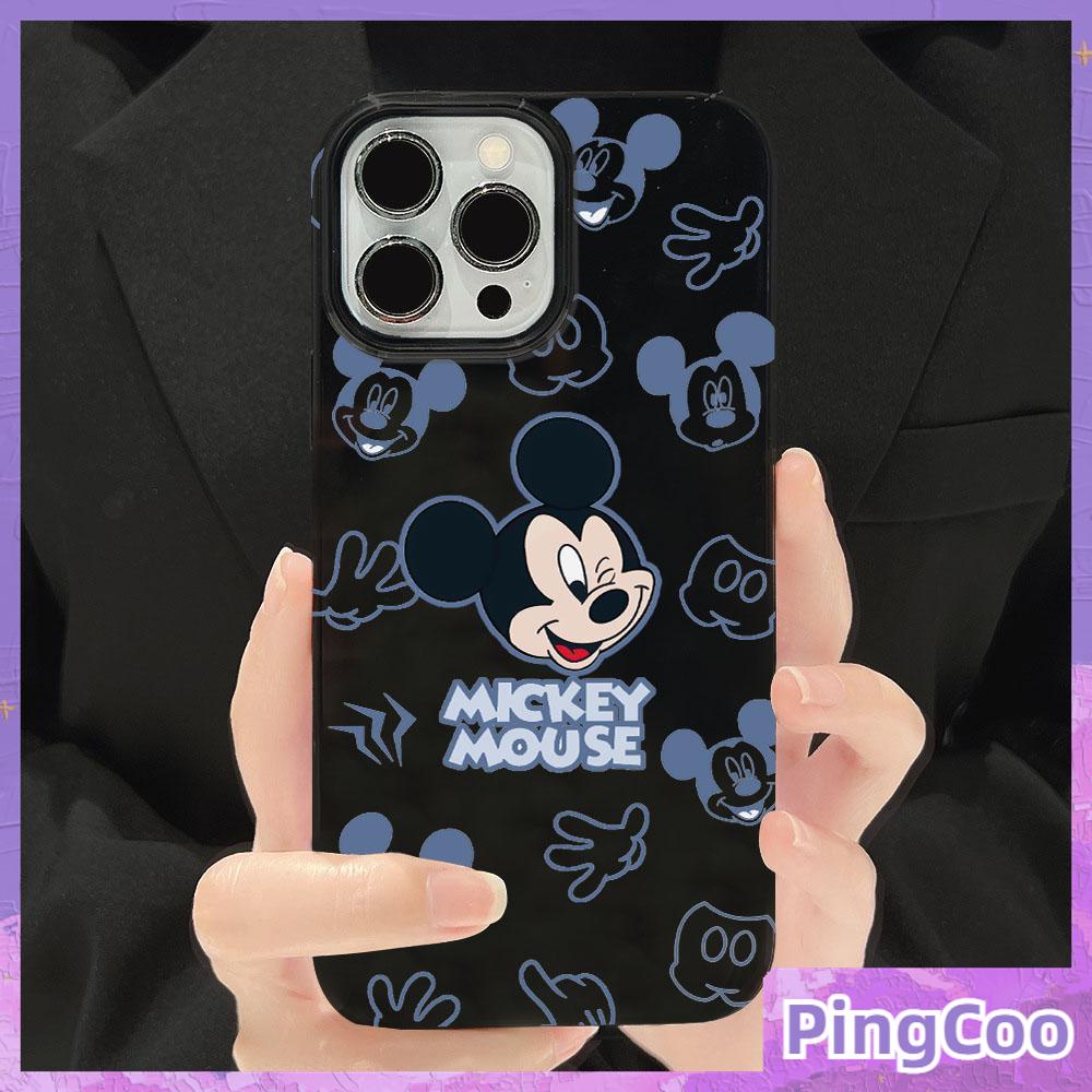 Pingcoo - เข้ากันได้สำหรับ เคส iphone 11 เคสไอโฟน เคสไอโฟน11 iPhoneกรณีเคลือบเงาสีดำTPUกรณีลูกอมกันกระแทกคุ้มครองกล้องน่ารักการ์ตูนเมาส์ภาษาอังกฤษเข้ากันได้กับiPhone 15 Pro Max 14 Pro Max 13 12 Pro Max XR XS 7Plus
