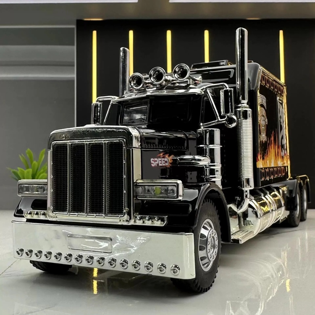 1/24 American tractor-Peterbilt 389 Alloy Simulation Diecast Model Car Collection Christmas Gifts Sound &amp; Light Toys For