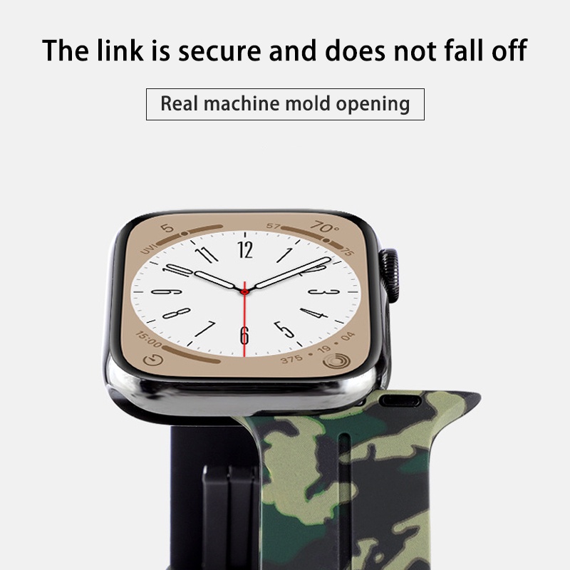 สายรัดซิลิโคนลายพราง D หัวเข็มขัดกีฬากลางแจ้งแม่เหล็กสําหรับ iWatch Series 9 8 7 SE 6 5 4 3 Ultra 40 มม.44 มม.42 มม.46 มม.41 มม.45 มม.49 มม.