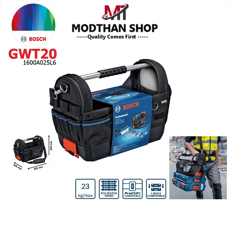 BOSCH กระเป๋าเครื่องมือช่าง รุ่น GWT 20 ยาว*กว้าง*สูง : 430x230x340 มม. #1600A025L6 (GWT20)