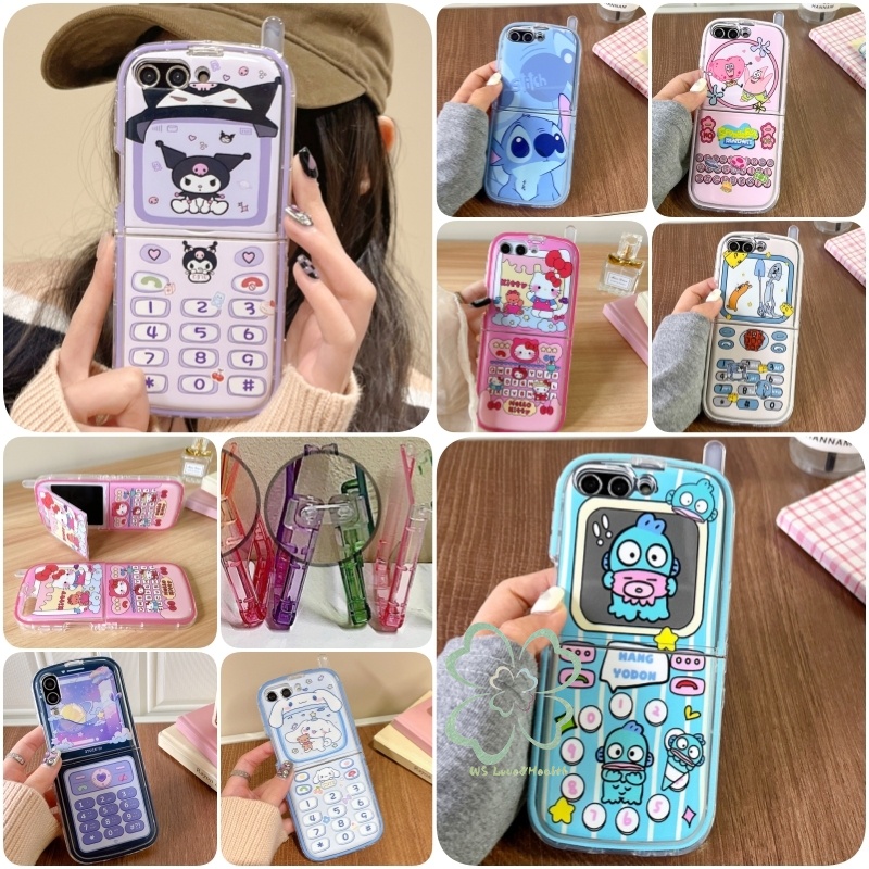 Retro Classic Antenna Flip เลนส์ขาตั้งปลอก Samsung Galaxy Z Flip 6 Z Flip 5 Flip 4/3 เคสซิลิโคนอ่อนนุ่มกันกระแทกฝาหลัง Flip5 Flip3 Flip4