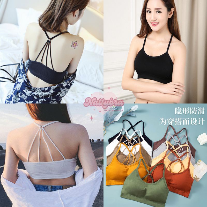 Nattybra สปอร์ตบรา แบบสวม ไร้โครงไร้ขอบ ใส่สบาย ถอดฟองน้ำได้ เก็บขอบได้ดี เล่นสาย โชว์แผ่นหลัง ชุดชั้นใน ผู้หญิง