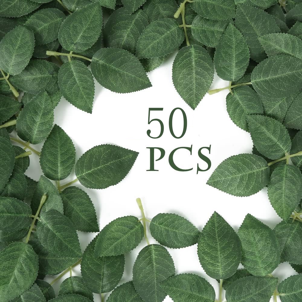 ใบกุหลาบประดิษฐ์ ดอกโบตั๋นปลอม 50 ชิ้น