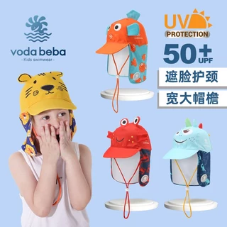 VODA BEBA หมวกกันแดดเด็ก หมวกว่ายน้ำเด็ก แบบมีที่บังบริเวณหน้าและคอ บังแดด กันแดด สําหรับเด็ก UPF 50+หมวกกันแดดผู้ชาย